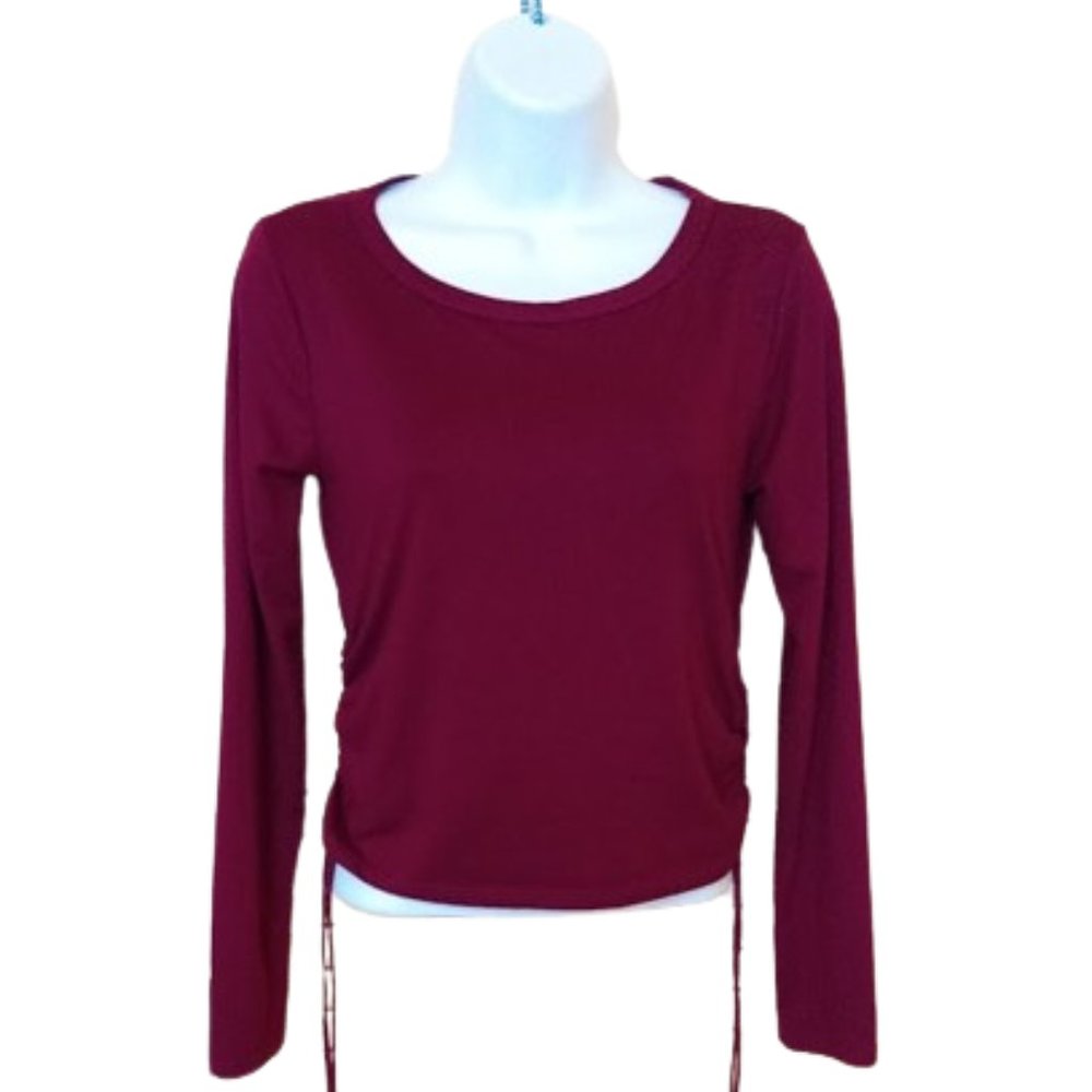 Super Soft Burgundy Red Long Sleeve Shirt Top Size Small